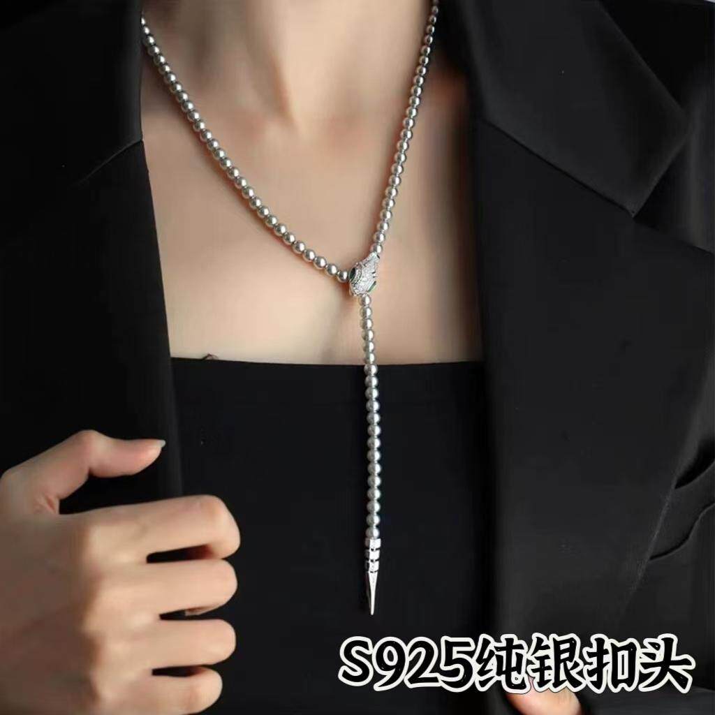 S925纯银蛇形扣头蛇头蛇尾夹扣