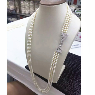 diy饰品配件微镶多锆石珍珠项链大扣子可做多排手链扣子连接扣头