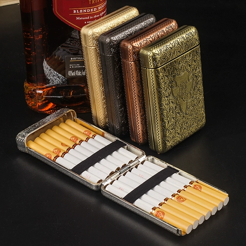 Ретро мужской резной портативный портсигар ручной работы