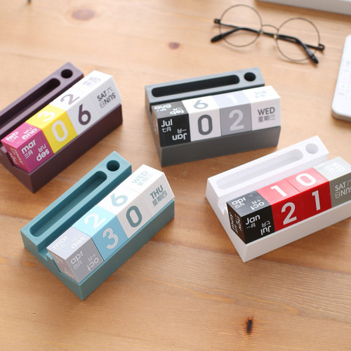 韩风创意企业公司插笔放手机台历