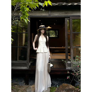 CHUCHUELARA【水漾涟漪】春夏半身裙女2026新款a字显瘦百褶裙长裙