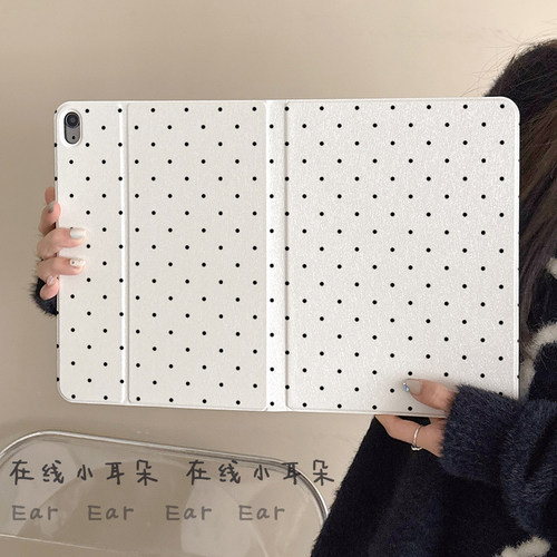 白色波点平板套书本式全包