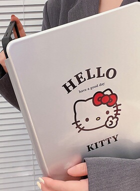 银色kitty猫适用苹果ipad保护壳带笔槽air7亚克力pro11平板壳10.2英寸华为matepad11.5s小米防摔第10代保护套