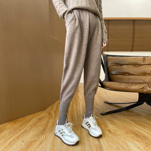 休闲保暖百搭外穿羊毛裤 秋冬新款 时尚 束脚马丁裤 纯羊毛针织哈伦裤