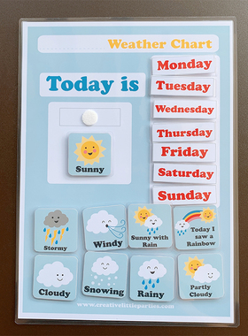 天气认知贴纸安静书儿童英语教具英文早教启蒙益智贴手工diy材料