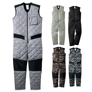 单工装 裤 风菱格夹棉保暖连体裤 多口袋减龄工装 男女通用无袖 日本元