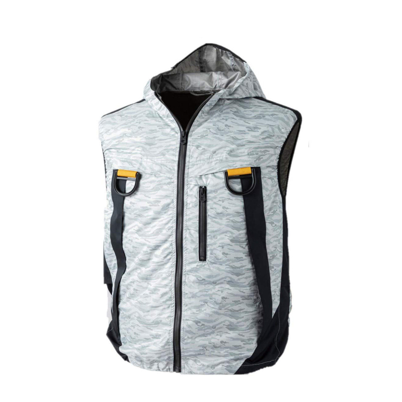 轻便日单户外休闲连帽虎纹迷彩马甲空调服男速干多口袋背心风神服