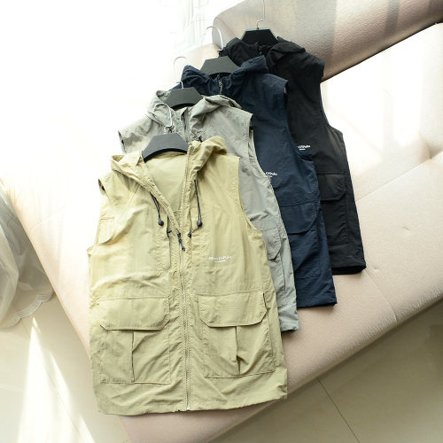 出口元尾货连帽运动马甲薄款男