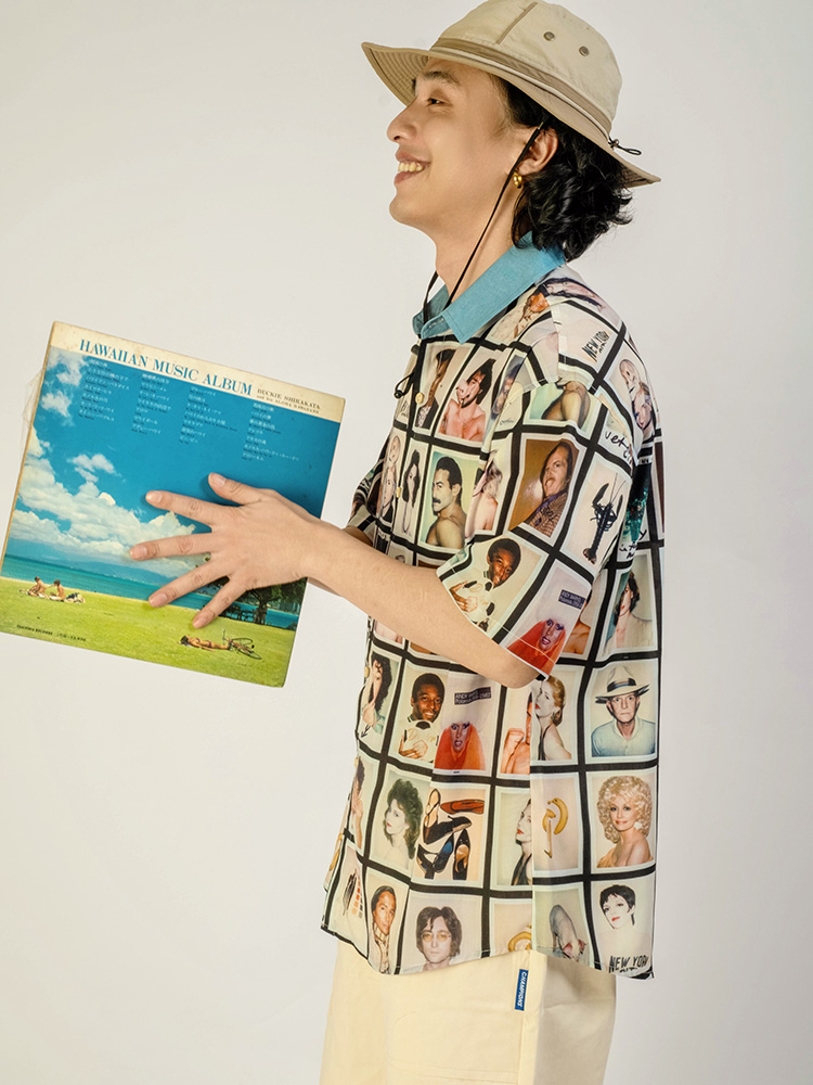 尖领短袖美式休闲印花