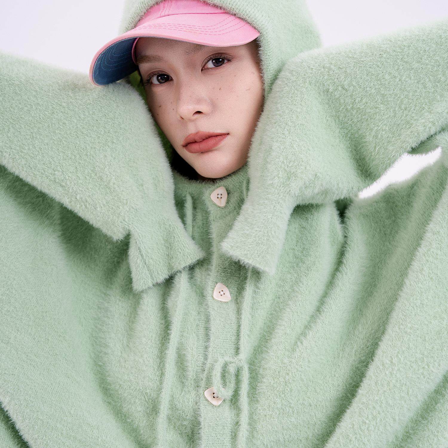 出差夏威夷24Aw青草绿针织连帽毛衣柔软舒适休闲毛衣秋冬保暖男女,男装,针织衫/毛衣,淘宝优惠券,粉丝福利购,淘宝优惠卷