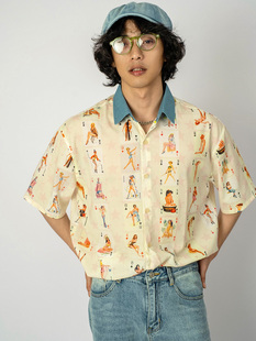 街头短袖 复古美式 夏威夷印花衬衫 出差夏威夷23ss原创扑克女士短袖