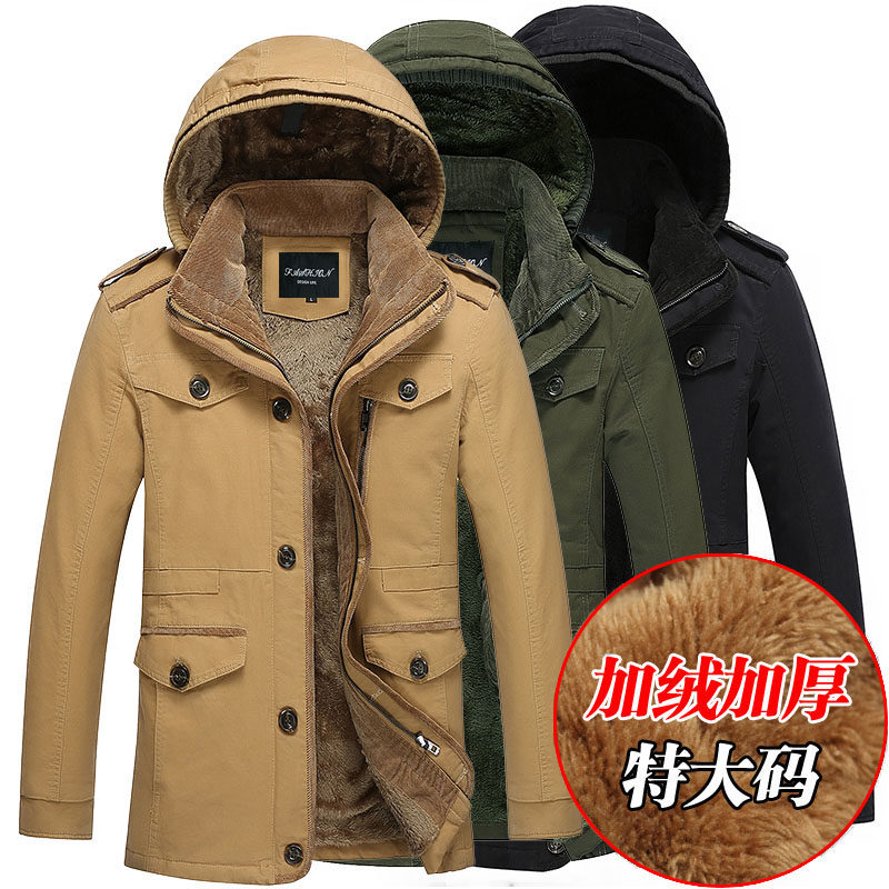 男士纯棉衣服外套加绒加厚保暖帅气秋冬中长款牛仔羽绒棉袄防寒服,男装,棉衣,淘宝优惠券,粉丝福利购,淘宝优惠卷