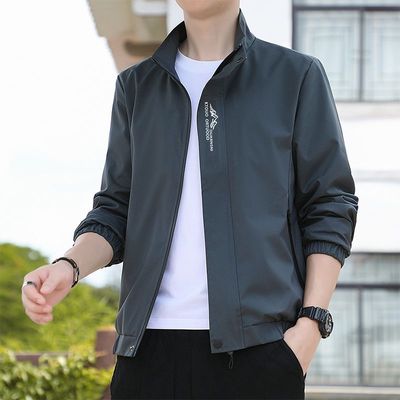 花花公子外套男秋冬季新款潮流百搭帅气上衣服立领运动休闲夹克男