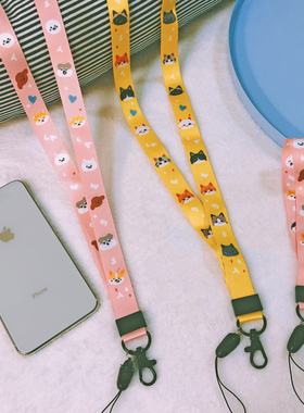 LA WEST可爱猫狗手机挂绳少女相机苹果oppo钥匙链饰品创意挂脖绳