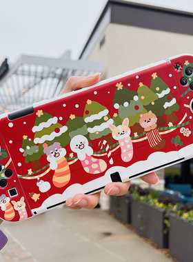 星之森圣诞狗狗Switch OLED保护套软壳可爱少女NS原创手柄套红色