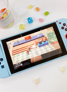 星之森蓝色吹风猫咪适用nintendo switch oled保护套软壳可爱夏天