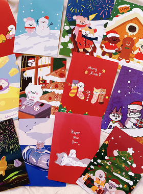 LA WEST原创圣诞卡新年明信片套装可爱日系ins祝福小贺卡创意