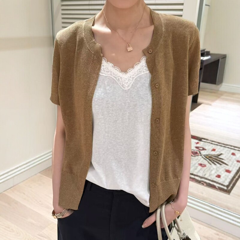 欧洲站2026春季新款欧货简约V领拼蕾丝修身显瘦内搭短款吊带背心