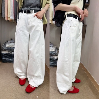 欧洲站2026春夏新款欧货时尚立体剪裁牛仔弯刀裤休闲阔腿裤长裤女