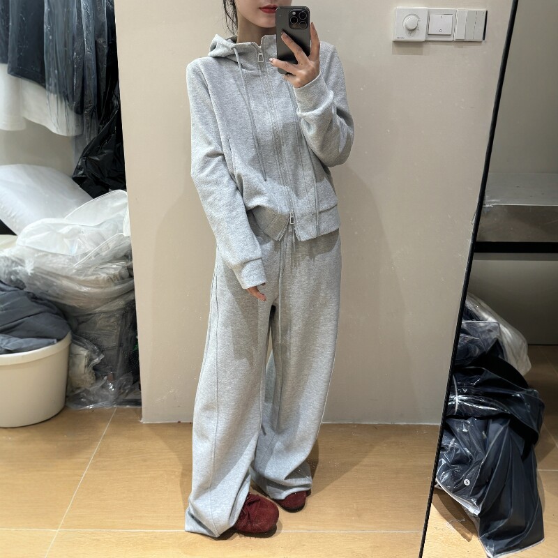 欧洲站2026春季新款欧货慵懒风休闲连帽卫衣+阔腿裤两件套套装女