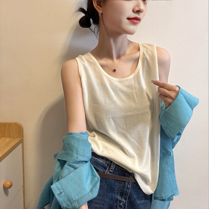 欧洲站2026春夏新款欧货简约宽松百搭条纹无袖背心内搭打底衫女