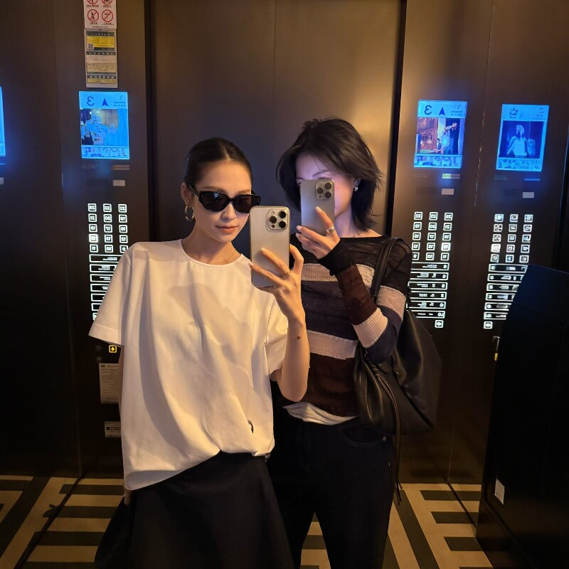 欧洲站2026春季新款欧货简约纯色光板宽松百搭大版短袖T恤打底衫