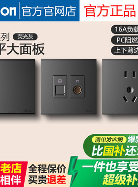 西蒙开关插座E6系列荧光灰色五孔二三插香槟色黑色雅白插座大面板