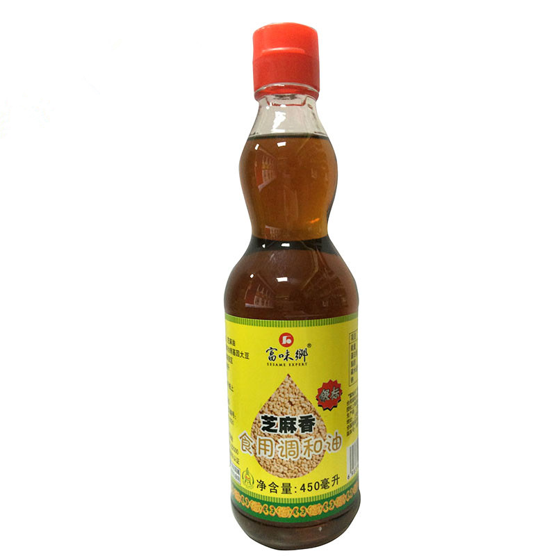 富味乡芝麻香食用调和油450ml*20瓶/箱银标特级麻油凉拌烧菜烧汤