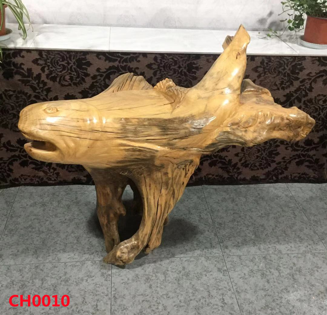黄金新款美式乡村樟老工艺盆景花架复古根雕家具名宿雕刻别墅用品