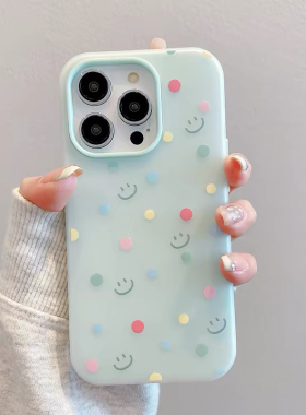 波点笑脸S50适用VIVO X300/X200手机壳S30PROMINI二合一X90硅胶X100S磨砂S17/S19防摔Y500软壳Y35/S16/S18e女