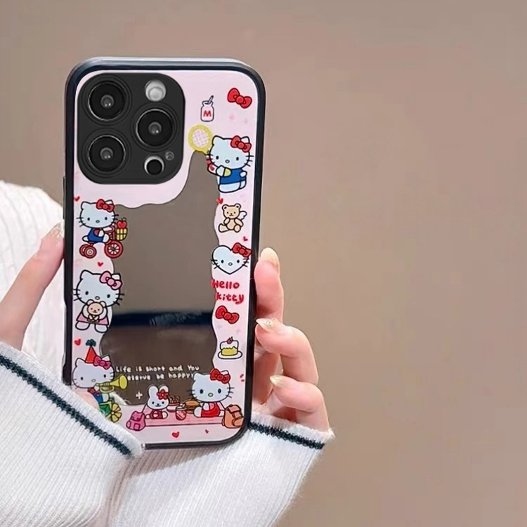 哈喽kitty猫补妆镜K11适用OPPO Reno13/12手机壳10/9pro+全包Find X8/7/6硅胶A72/53防摔96可爱A93S卡通58女