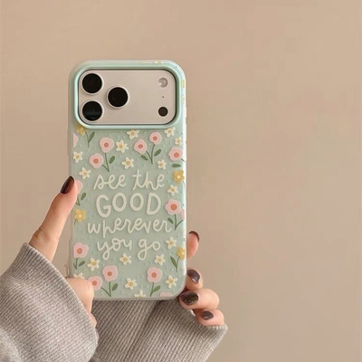 薄荷绿英文花朵FIND X9/X8S适用OPPO Reno15/14/13/11手机壳K12二合一9/10PRO小众A93硅胶A57防摔6软壳A58X女