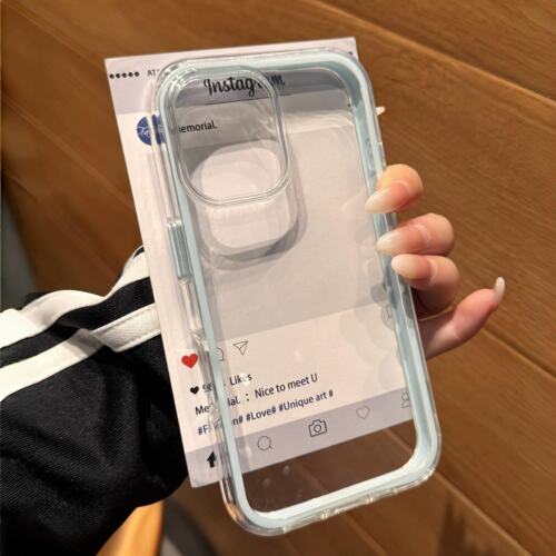 蓝色边框二合一双层防摔适用ACE6一加15/ACE5手机壳OnePlus 13新款2V透明3PRO高级感ACE竞速版1+12亚克力外壳