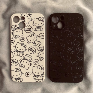 13全包FINDX6硅胶R17 9pro 防摔4SE卡通A92s 满屏线条KT猫A93S适用OPPO 12手机壳K10X A72软壳5 11女 Reno9