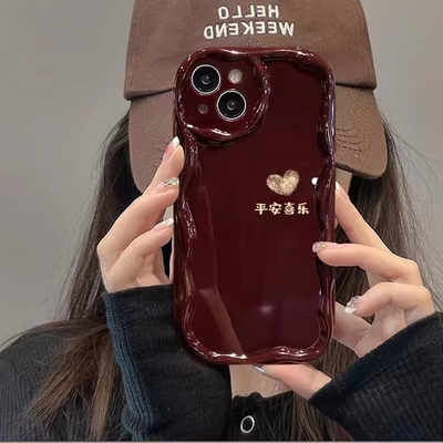 酒红平安喜乐适用OnePlus一加ACE2V手机壳1+ACEPRO新款2PRO简约镜头全包一加12光面防摔ACE3硅胶挂绳软壳女款