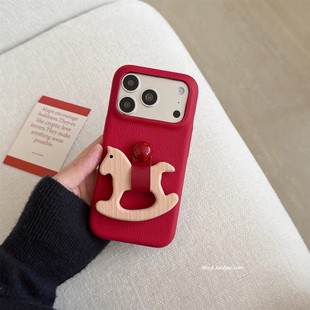 新年红色木马指环扣适用IQOOZ9 11全包6 NEO9SPRO硅胶NEO10 8PRO简约15皮纹U5防摔13软壳 TURBO手机壳IQOO