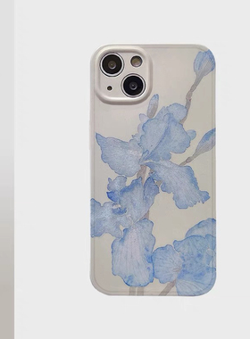 ins艺术蓝色花朵适用k70小米13手机壳红米k60硅胶note11/12全包14防摔15新款k40s小众k50至尊civi软壳13pro女