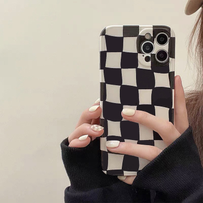 ins棋盘格iphone13/12promax苹果11手机壳xr/xs女78plus硅胶16pro软壳14promax全包15plus防摔男