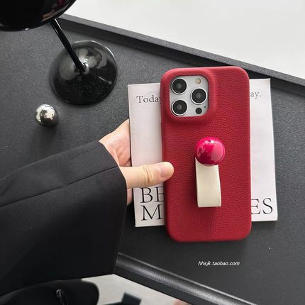 红色皮纹指环扣K90适用K70小米15/17手机壳红米K80至尊版K60简约Note13/14硅胶12全包K40/K50/11PRO+/civi5女