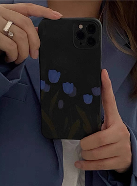 蓝色花朵小米15/13手机壳14全包红米k40硅胶k50镜头k60全包k30s软壳note12/11T/10/9pro保护套k70女civi4Pro