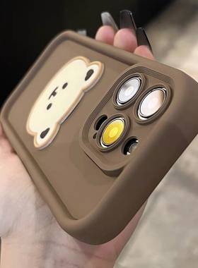 创意卡通小熊小米13/14手机壳红米Note12T硅胶红米K60至尊防摔K40s深棕10/11多巴胺K50全包k70pro镜头K80软壳