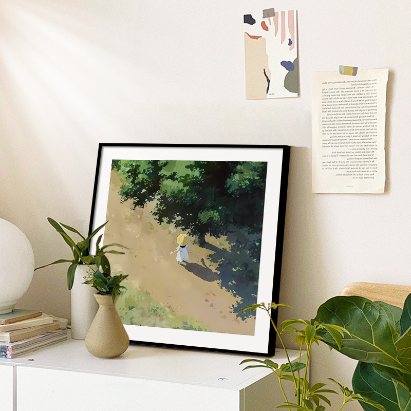 田园风景客厅装饰画现代简约沙发背景墙挂画方形油画电视机柜摆画