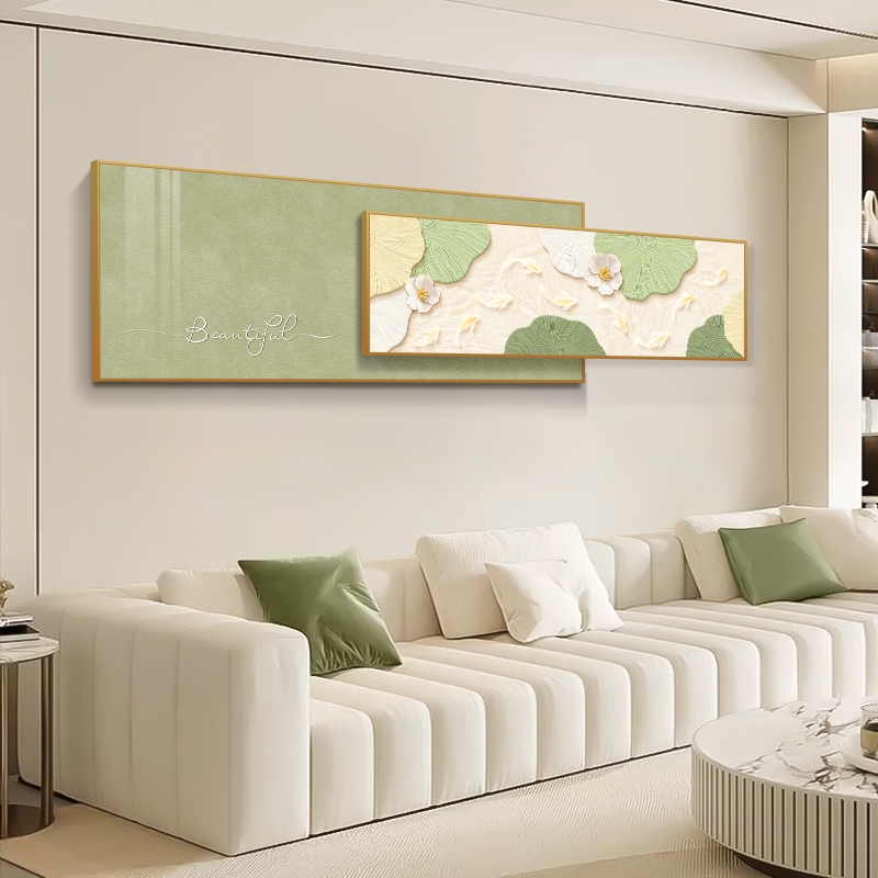 和气生财客厅叠加装饰画奶油风挂画沙发背景墙壁画现代简约墙画