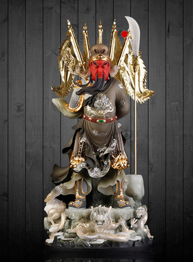 汉白玉招财供奉摆件关公像