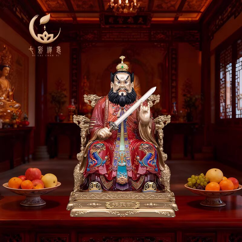 黄铜坐龙椅张天师佛像正一真人供奉龙虎山张道陵家用镇宅寺庙摆件