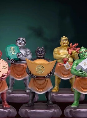 五鬼神像五方贵人新款五灵公中国风人物招财摆件树脂玄关装饰品