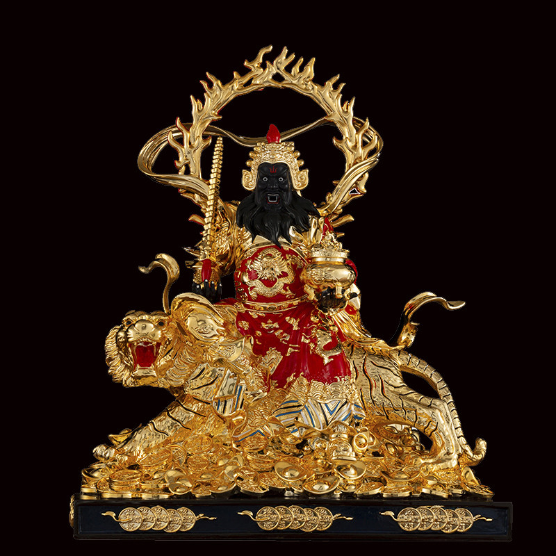 台湾纯铜鎏金佛像供奉摆件武财神