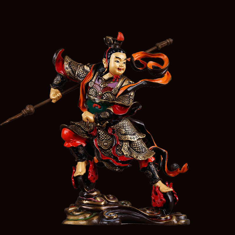 10寸铜彩绘三太子神家居摆件神像中坛元帅哪吒佛像