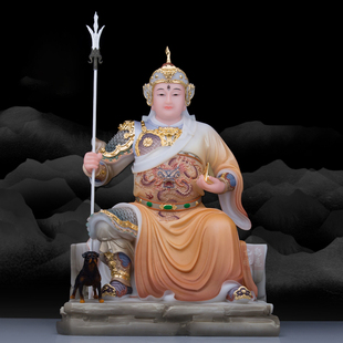 汉白玉华光大帝神像实心玉石三眼马灵官马元帅石雕家用工艺品摆件
