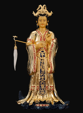 鎏金泰山娘娘碧霞元君摆件新品